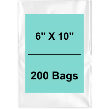 6X10 inches Clear Flat Poly Bags 2Mil Open Top (LDPE)